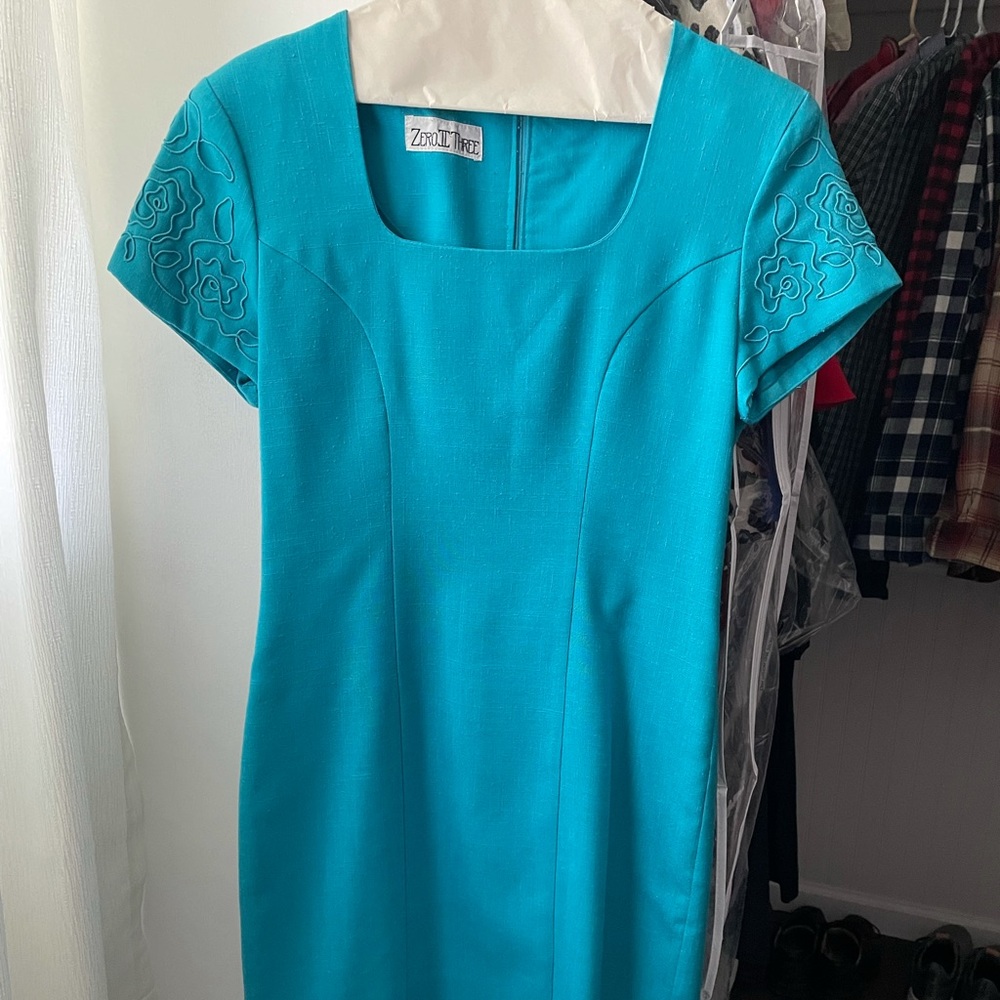 Embroidered cap sleeve dress